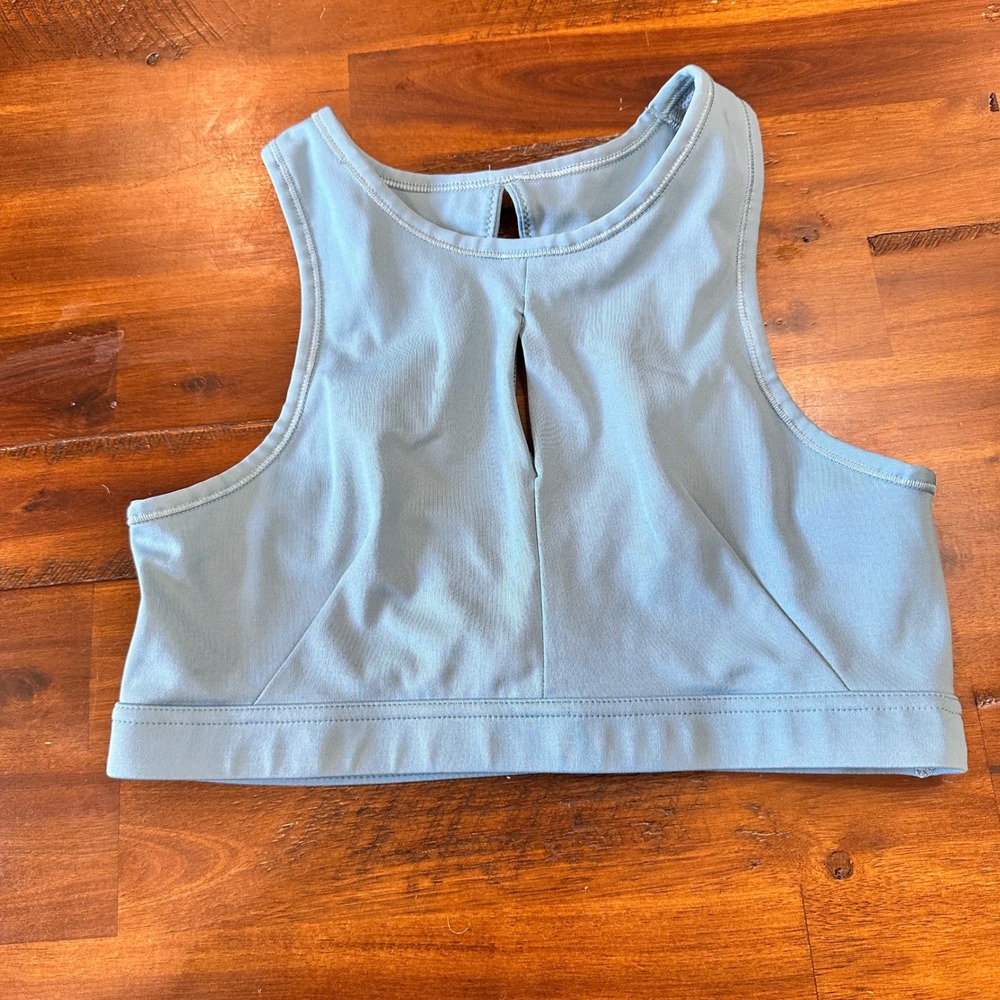 Nike Sports Bra Women Medium Blue High Neck Keyhole‎ Open Back Athletic Workout